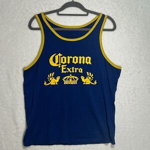 Large Corona Extra Men Muscle Tank Blue Mexico Beer Stretch Lightweight Pullover